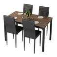 thumbnail image 7 of UHOMEPRO 5 Piece Dining Table Set with 4 Padded Faux Leather Chairs, Modern Rectangle Kitchen Table Set for 4, Compact Dining Room Table and Chair Set for Kitchen Dining Room Small Space, Brown+Black, 7 of 7