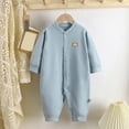 thumbnail image 2 of JUMEYU Neutral Baby Clothes Winter Newborn Baby Girl Boy Outfit Long Sleeve Print Jumpsuit with Zipper Fall Outfit 0 3 6 9 12 18 24 Months (Light Blue,0-3 Months), 2 of 5