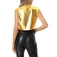 thumbnail image 3 of Camiseta sin mangas metálica Inspire Chic para mujer, escote redondo, crop top holográfico XL dorado, 3 of 5
