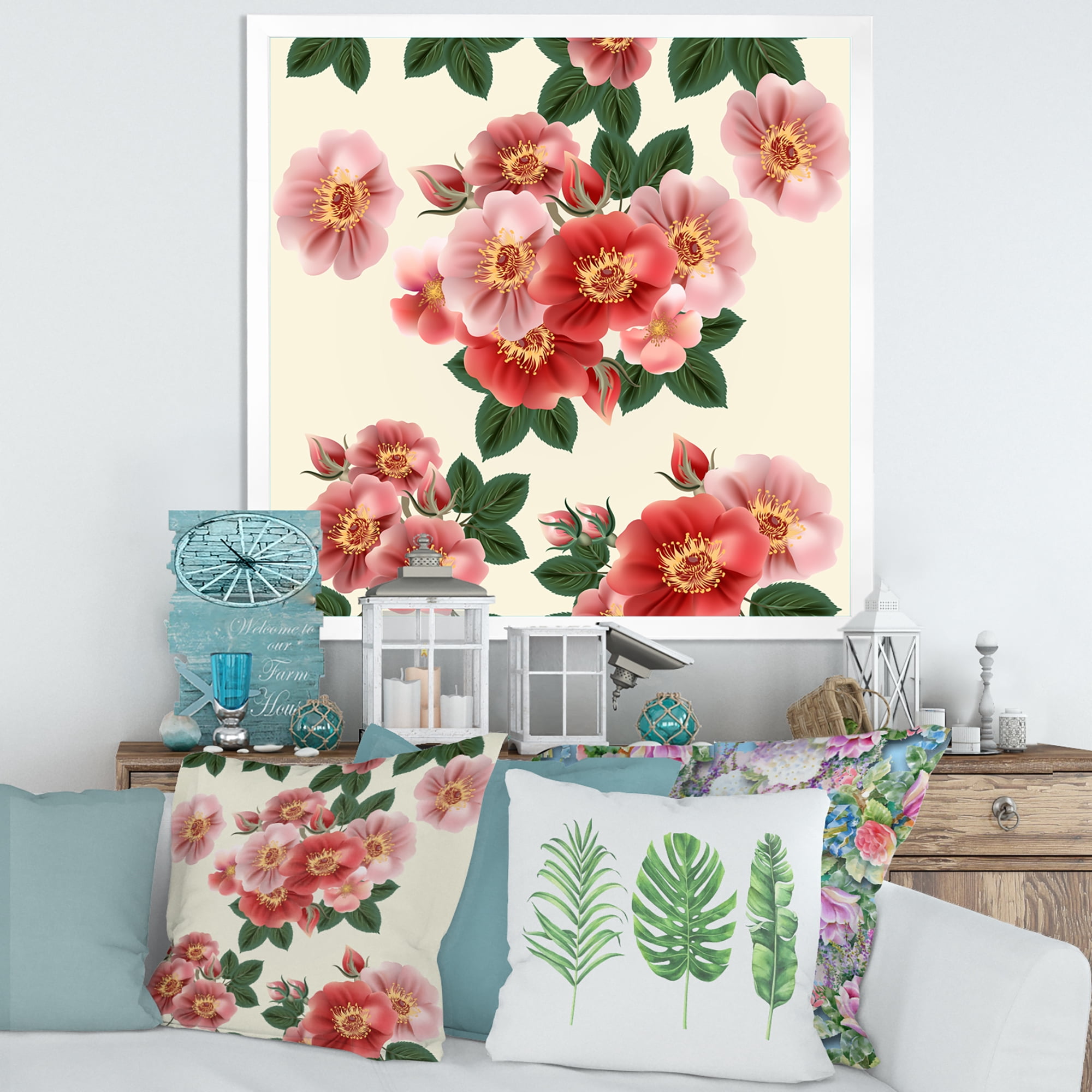 Designart 'Ancient Red Roses' Traditional Framed Art Print