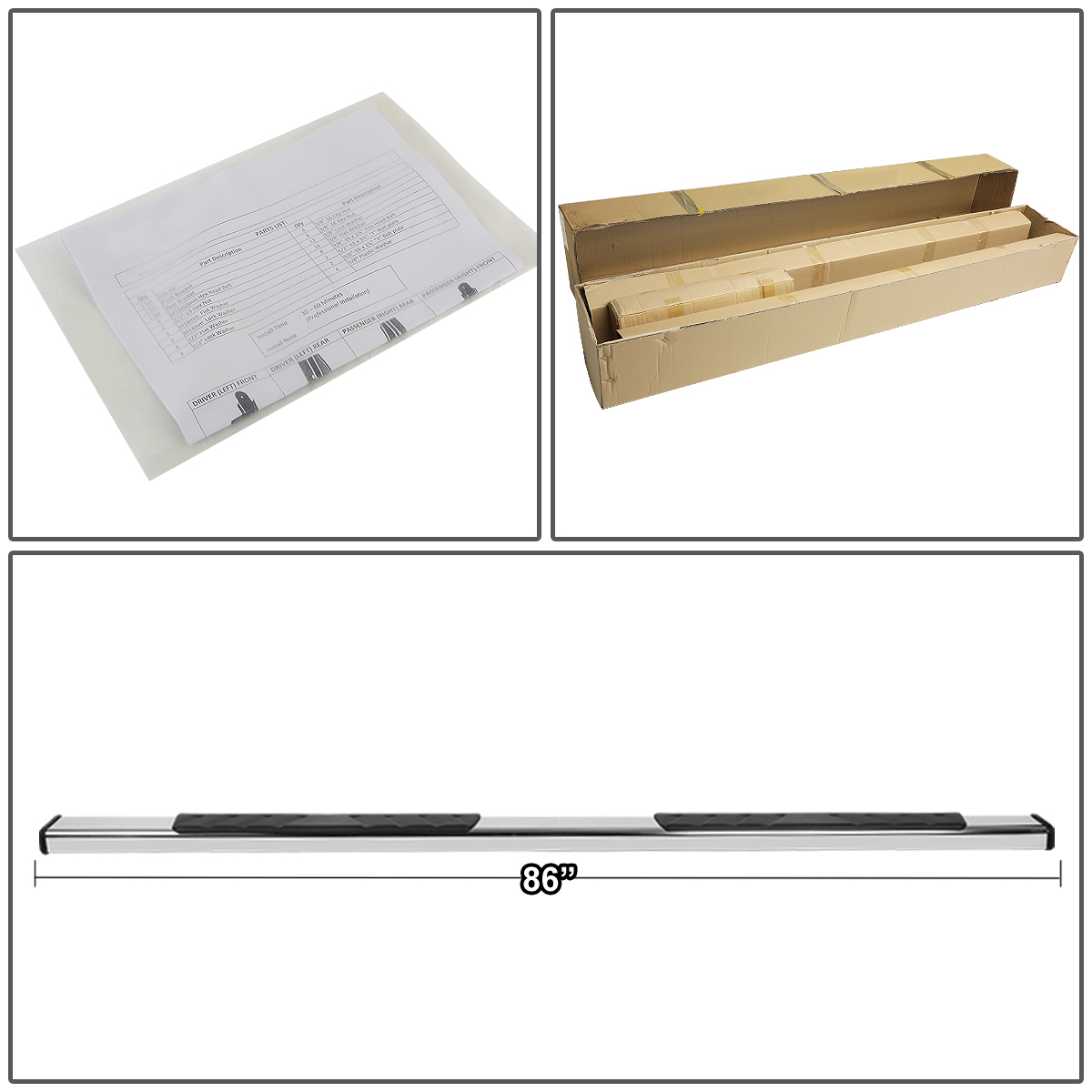 DNA Motoring For 09-24 Dodge Ram 1500-3500 Crew Cab 5" Flat Side Step Nerf Bar Running Board