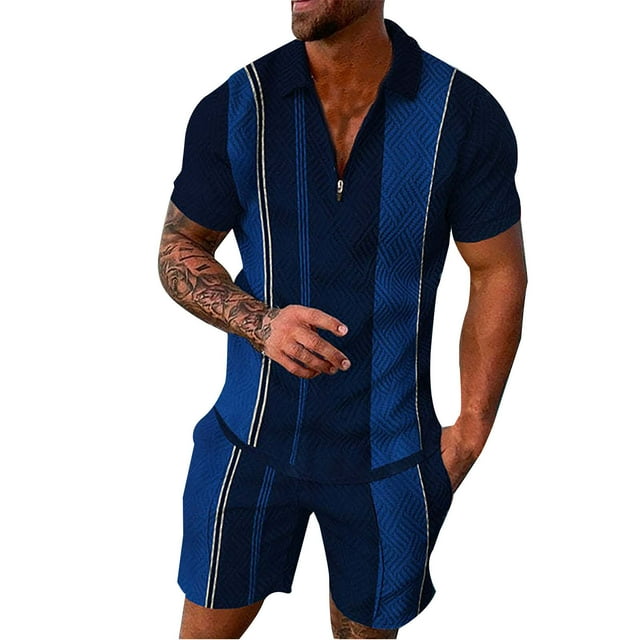 Ensemble POLO à Manches Courtes et Shorts d'Été pour Hommes, Mode Imprimée, Chandail à Col Rabattu, Shorts Décontractés, T-Shirt Hawaïen de Plage
