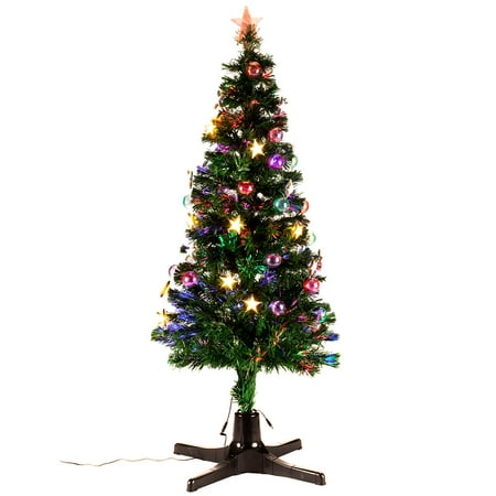 5’ Spinning Fiber Optic Christmas Tree by Holiday Peak, Fully-Decorated Revolving Tree, 60”