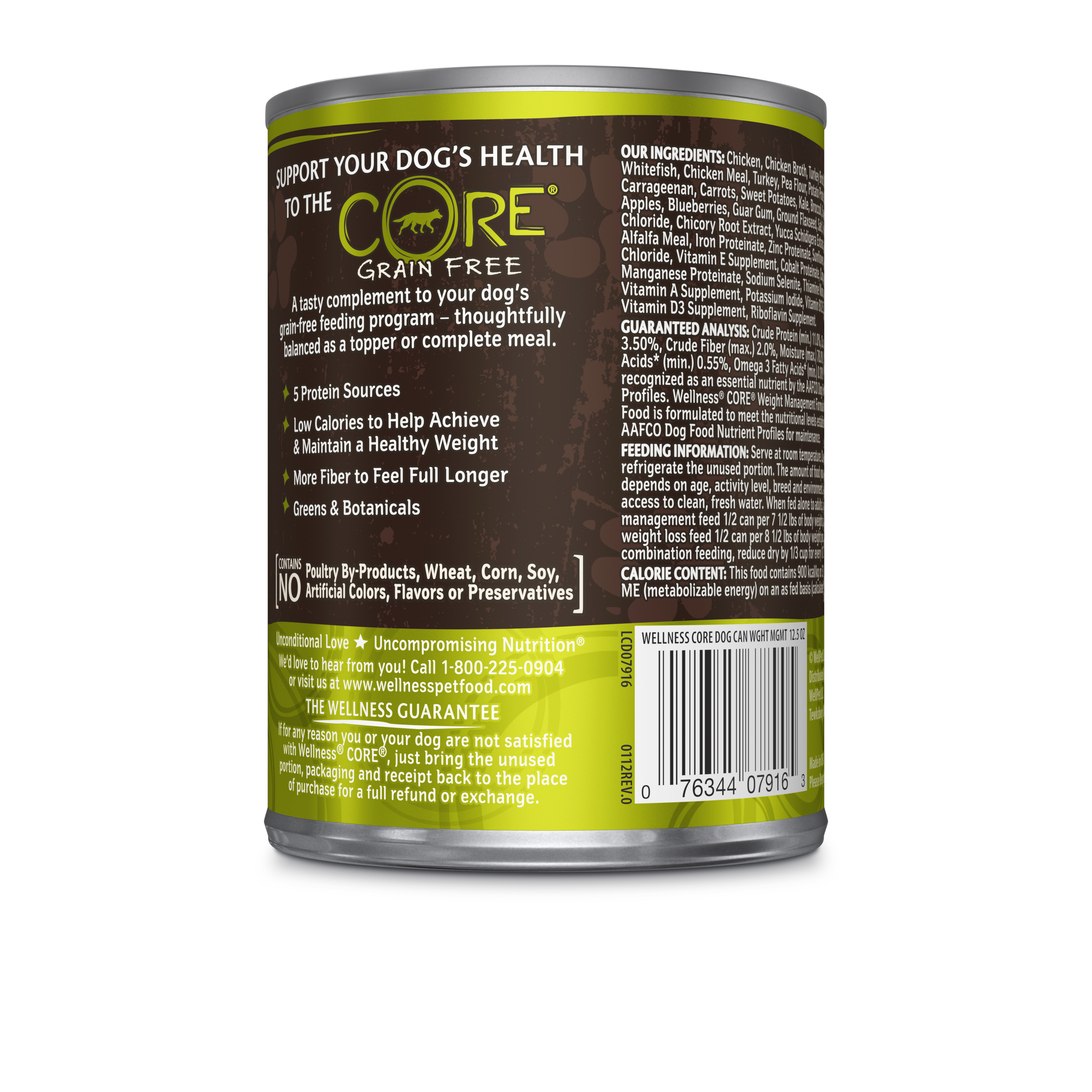 Wellness CORE Natural Wet Grain Free Canned Weight Management Dog Food, 12.5-Ounce Can (Pack of 12) - image 3 of 8
