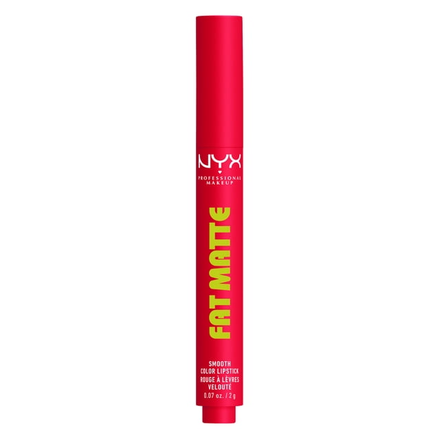 NYX Professional Makeup Fat Matte Smooth Color Lipstick, Fuzzy Flame (Red)