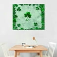 thumbnail image 2 of Acheng St. Patrick's Day Canvas Wall Art Framed Wall Decoration Green Shamrock Wall Lucky Leaf Clover Aesthetic Wall Artwork Ready to Hang Wall Pictures for Living Room Bedroom Decor  pattern3, 2 of 6
