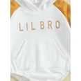 thumbnail image 6 of Bagilaanoe Newborn Baby Girl Boy Hooded Romper Sweatshirt Long Sleeve Bodysuit Letter Print Patchwork Pullover 6M 12M 18M 24M Fall Oversized Tee Tops, 6 of 9