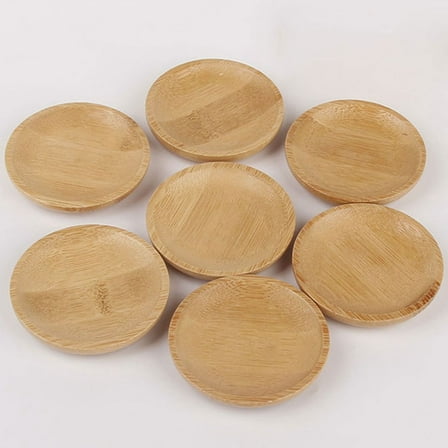WEUVEB 4Pcs Bamboo Dipping Dishes Small Dipping Bowls For Soy Sauce And Snacks Plates