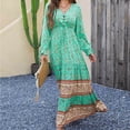 thumbnail image 5 of Odeerbi Dresses for Women 2025 Casual Maxi Dresses Fashion Comfortable Winter Floral Print Long Sleeve V-Neck Dress Mint Green, 5 of 9