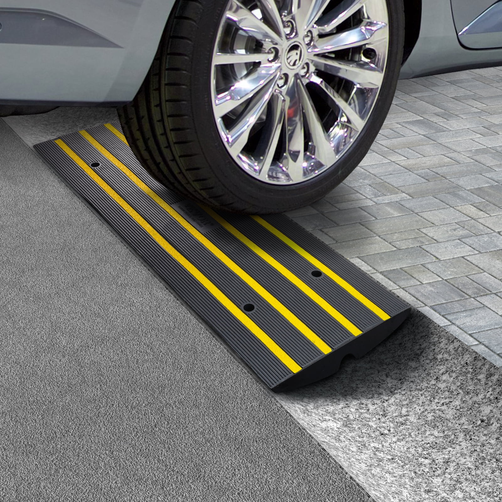 BENTISM Curb Ramp Rubber Driveway Ramp 2.6" Rise 15 tons Capacity Threshold Ramp