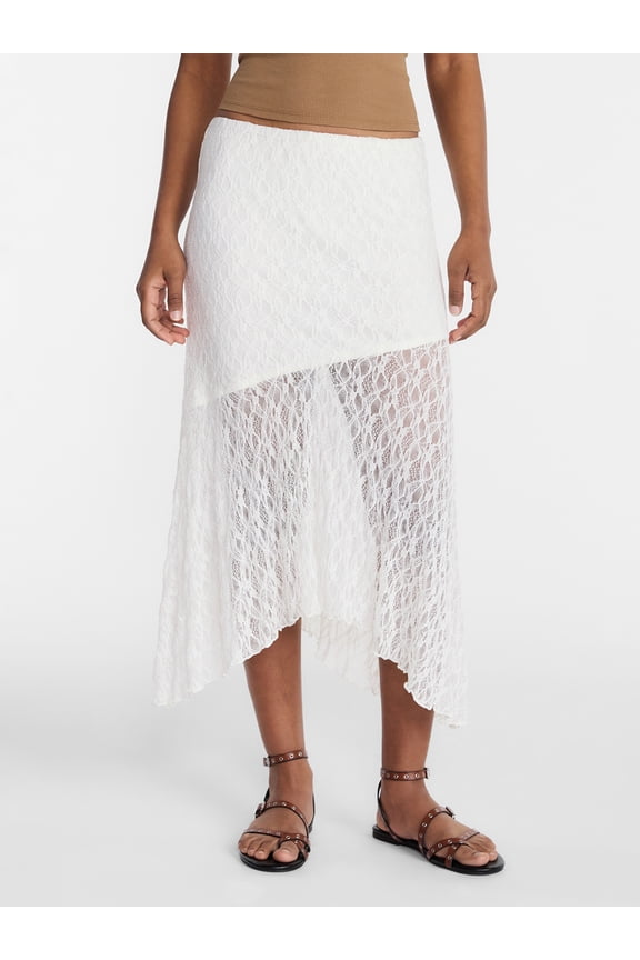 Asymmetrical Lace Midi Skirt, Women's XXS-XXL