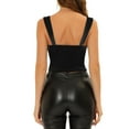 thumbnail image 3 of INSPIRE CHIC Women's Velvet Sweetheart Neck Sleeveless Cropped Tank Top with Bra XL Black, 3 of 6