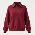 thumbnail image 6 of ZVAVZ Quarter Zip Sweatshirt for Women Lightweight Plus Size Long Sleeve Sweatshirts Fall Winter Fashion Comfy Mock Neck Pullovers Wine XL, 6 of 6