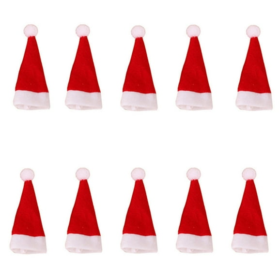 Tmboryuu 10pcs Mini Christmas Hat Small Red Xmas Santa Claus Cap for DIY Xmas for Doll Crafts Lollipop Candy Cover Tree Ornaments