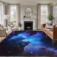 thumbnail image 2 of Blue Purple Sky Large Area Rugs for Bedroom Living Room, Soft Non Slip Carpet Bedside Rug, Modern Abstract Night Stars Rectangular Floor Cover Kitchen Accent Rug 5'x7' for Dining Room/Office, 2 of 9