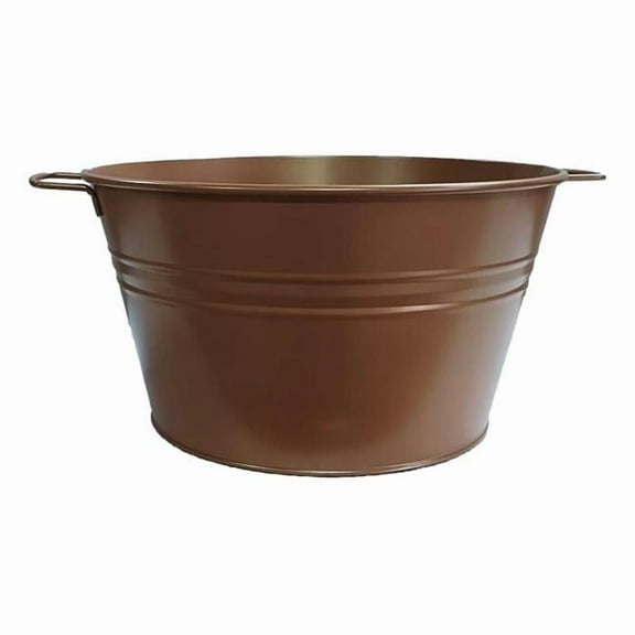 Houston International Trading 6085E GC 6085E GC Enameled Galvanized Steel Planter / Tub, Gazed Caramel
