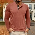 thumbnail image 2 of GrmtClth Men's Long Sleeve Henley Shirt Cotton Blend Comfy T-Shirt Lightweight Casual Button Basic Top Shirts 2025 Fall Orange M, 2 of 5