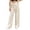 Beige*, variant on RUTAYY Women's Pants Tie Waist Pleated Wide Leg Solid Color Side Pockets Casual Trousers Black