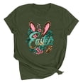 thumbnail image 4 of UPPADA Femmes Heureux Easter T-Shirt Bunny Lapin Graphique T-Shirt Manche Courte Lettres Amusantes Imprimées Chemises Manche Courte Col Rond Tuniques Hauts Vert Armée,G, 4 of 5