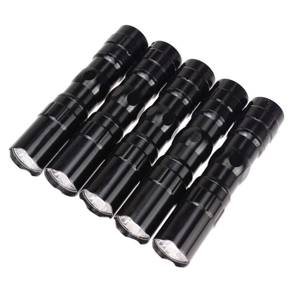 5-Pack Mini LED Flashlights 3W with AA Battery for Camping Hiking and Emergency Use Black