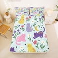 thumbnail image 5 of Homewish Cute Cat Animals Bed Sheets,Kawaii Floral Moon Full Size Sheets,Green,4 Pieces,1 Flat Sheet, 1 Fitted Sheet and 2 Pillowcases, 5 of 6
