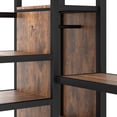 thumbnail image 4 of URTR Queen Size Metal Loft Bed with L-shaped Desk and USB, Heavy Duty Loft Bed with Wardrobe, Adjustable Shelf and Stairs, High Queen Loft Bed with LED and Guardrails for Bedroom, Wood, 4 of 9