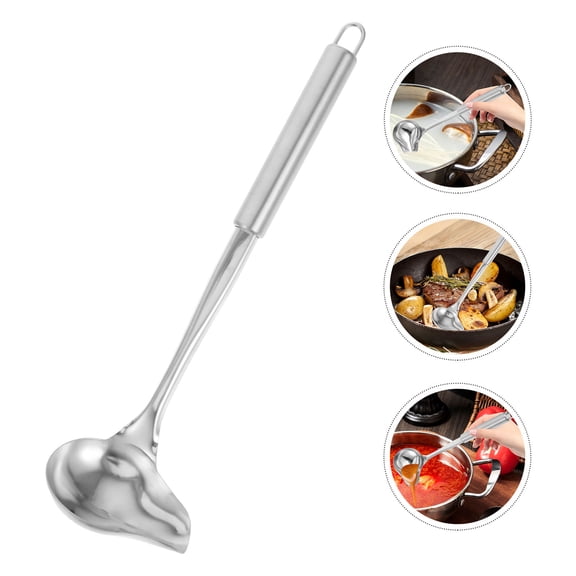NICEXMAS 2pcs Cooking Spoons Stainless Steel Long Serving Spoons Comfortable Handle for Adults