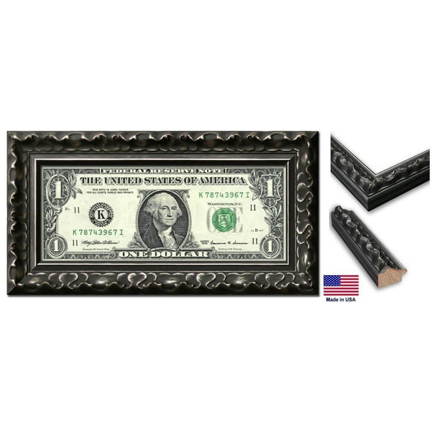 Business First Dollar Frame Ornate Black Wood, Proudly