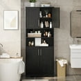 thumbnail image 2 of Bathroom Cabinet, 67" Bathroom Storage Cabinet Farmhouse Storage Cabinet with Glass Doors and Adjustable Shelves, Upboard Modern Storage Cabinet Freestanding Kitchen Pantry Cabinet, Cupboard, 2 of 10