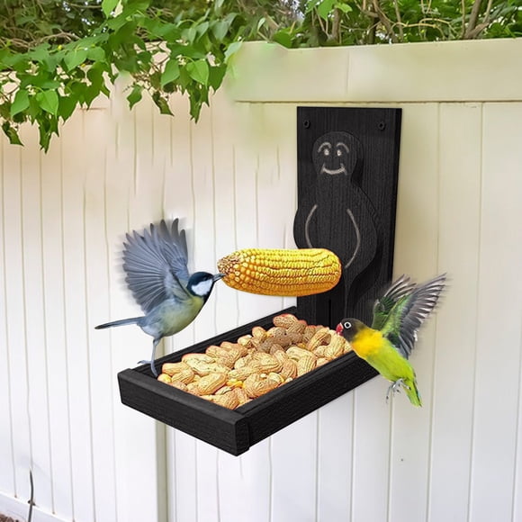 Comedero de madera para ardillas listadas con mazorca de maíz y bandeja | Decoración de jardín para amantes de las ardillas