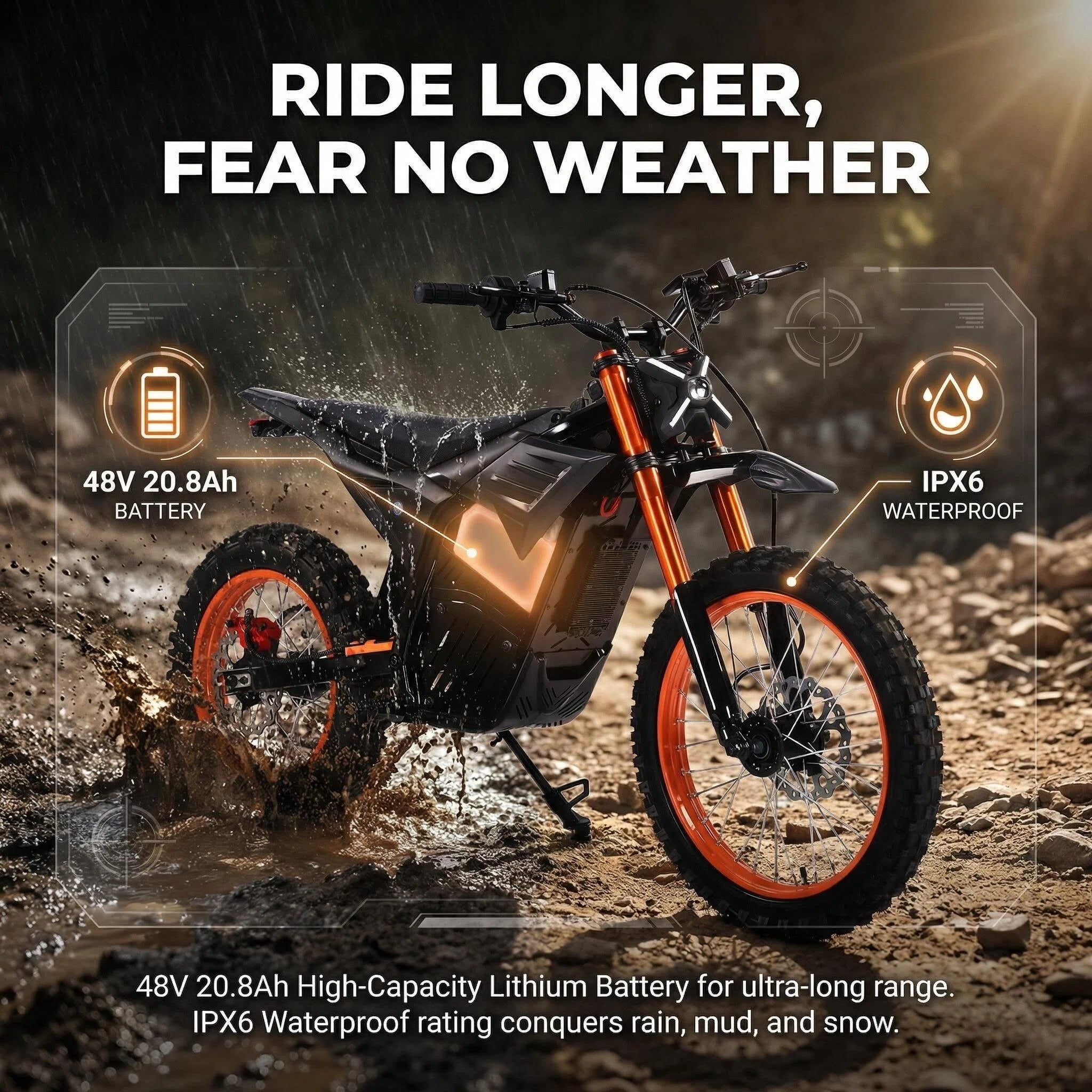 JVV V7 3000W Electric Dirt Bike for Teens & Adults, 37MPH Off-Road Motorcycle