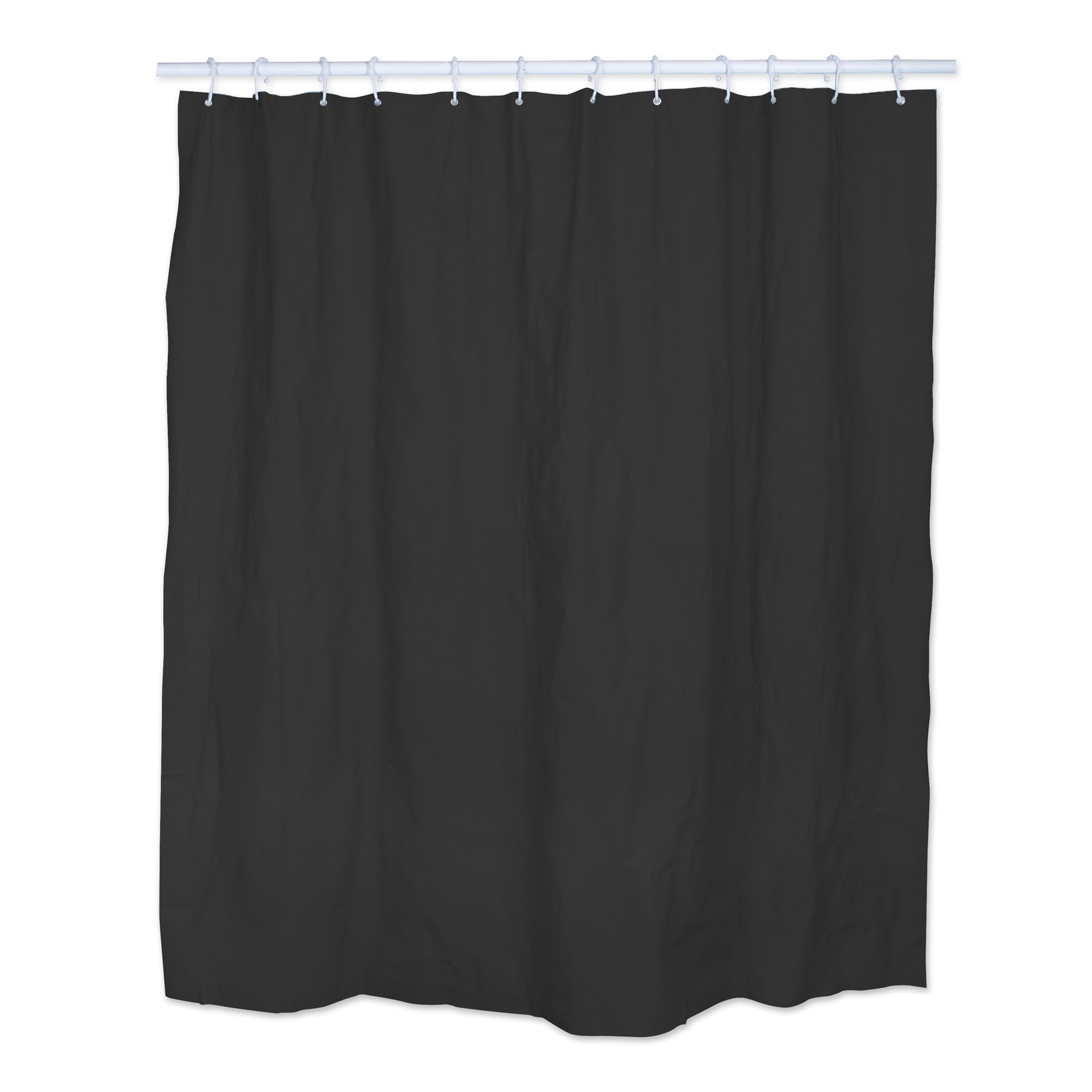 J&M Antibacterial & Mold Resistant Shower Curtain, 70x72", Black