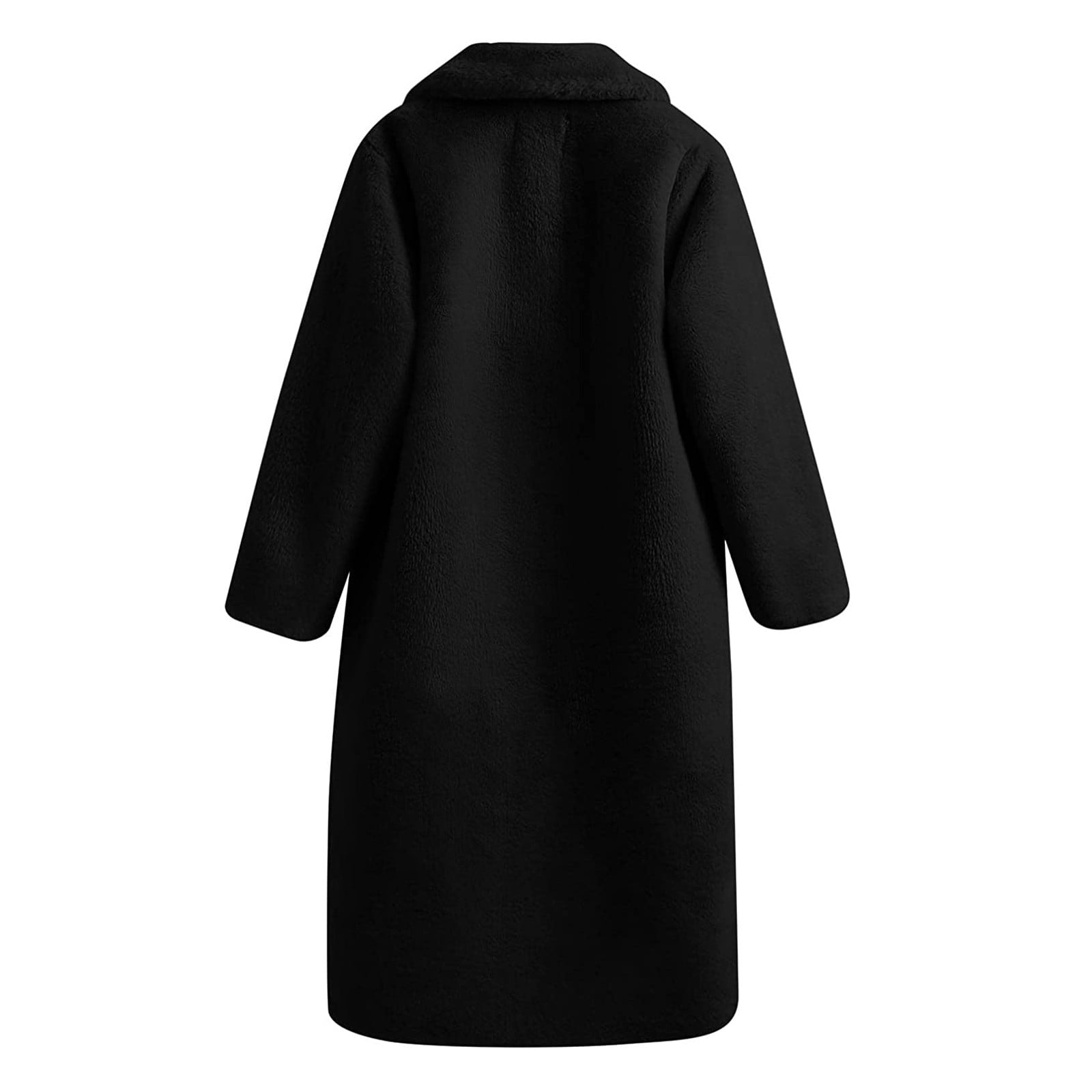BiZtdJrK Limited Time Sales Of The Day Womens Faux Fur Coat Winter Warm Thickened Trench Coats Plush Open Front Fleece Cardigan Jackets Solid Color Long Overcoat Black L