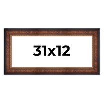 31x12 Frame Brown Walnut Gold Ornate Trim Solid Wood Plein Air Picture Frame | 3 Inch Moulding
