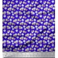 thumbnail image 1 of Soimoi Blue Velvet Fabric Daisies Floral Decor Fabric Printed Yard 60 Inch Wide, 1 of 3