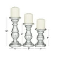 thumbnail image 3 of DecMode 3 Candle Silver Mango Wood Turned Style Pillar Candle Holder, Set of 3, 3 of 8