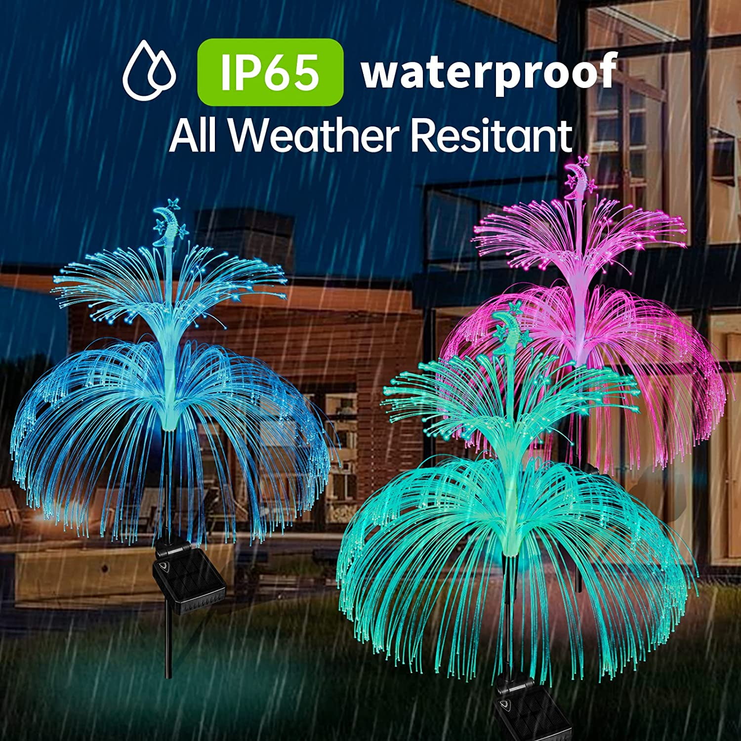KOMI Solar Flower Lights Outdoor Garden Waterproof 3 Pack Solar Yard Lights 7 Color Changing Outdoor Decorative for Garden Pathway Party Wedding Birthday Holiday Decor