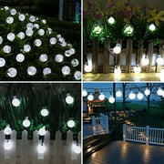 Outdoor Solar String Lights 21.4 Feet 30 LED Waterproof Fairy Bubble Crystal Ball Light - White