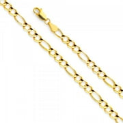 14K Gold 3.9mm Figaro 3+1 Open Chain : 20"