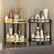thumbnail image 1 of Organizador de carrito de ducha de esquina de pie Hierro inoxidable de 3 niveles | Ganchos adhesivos y jabonera | Oro Negro | Drenaje rápido | Estante de almacenamiento de baño que ahorra espacio, 1 of 7