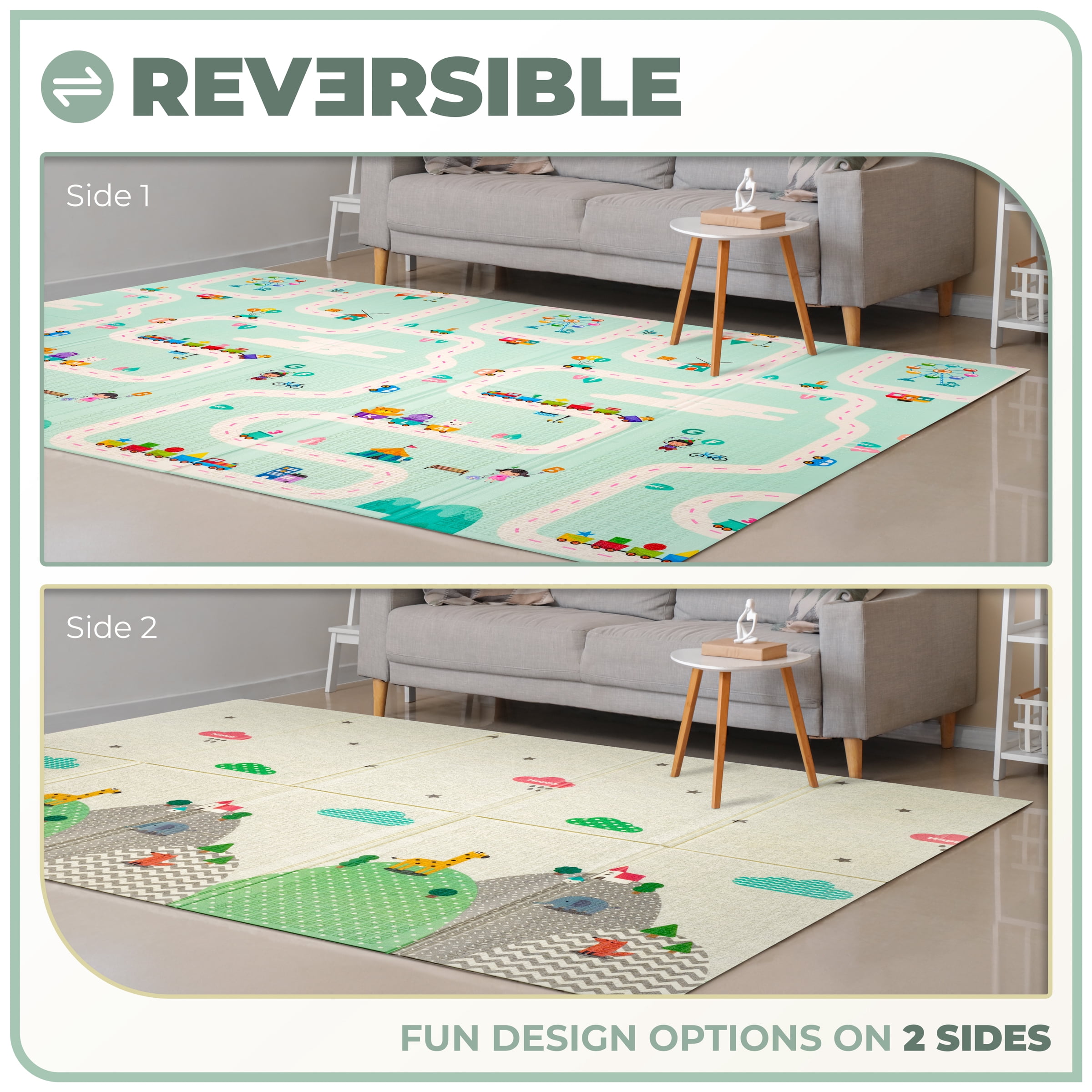 Sorbus Foldable Baby Play Mat, Kids Foam Mats for Floor with Travel Bag - Waterproof Foldable Play Mats for Babies, Infants, Toddlers, and Kids Playtime & Tummy Time - 78" x 70" x 0.4"