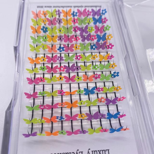 Nvzi 1 caja de pestañas postizas con purpurina y lentejuelas de colores, pestañas postizas de visón esponjoso para fiesta, maquillaje de escenario, pestañas postizas coloridas de 11 mm (A57)