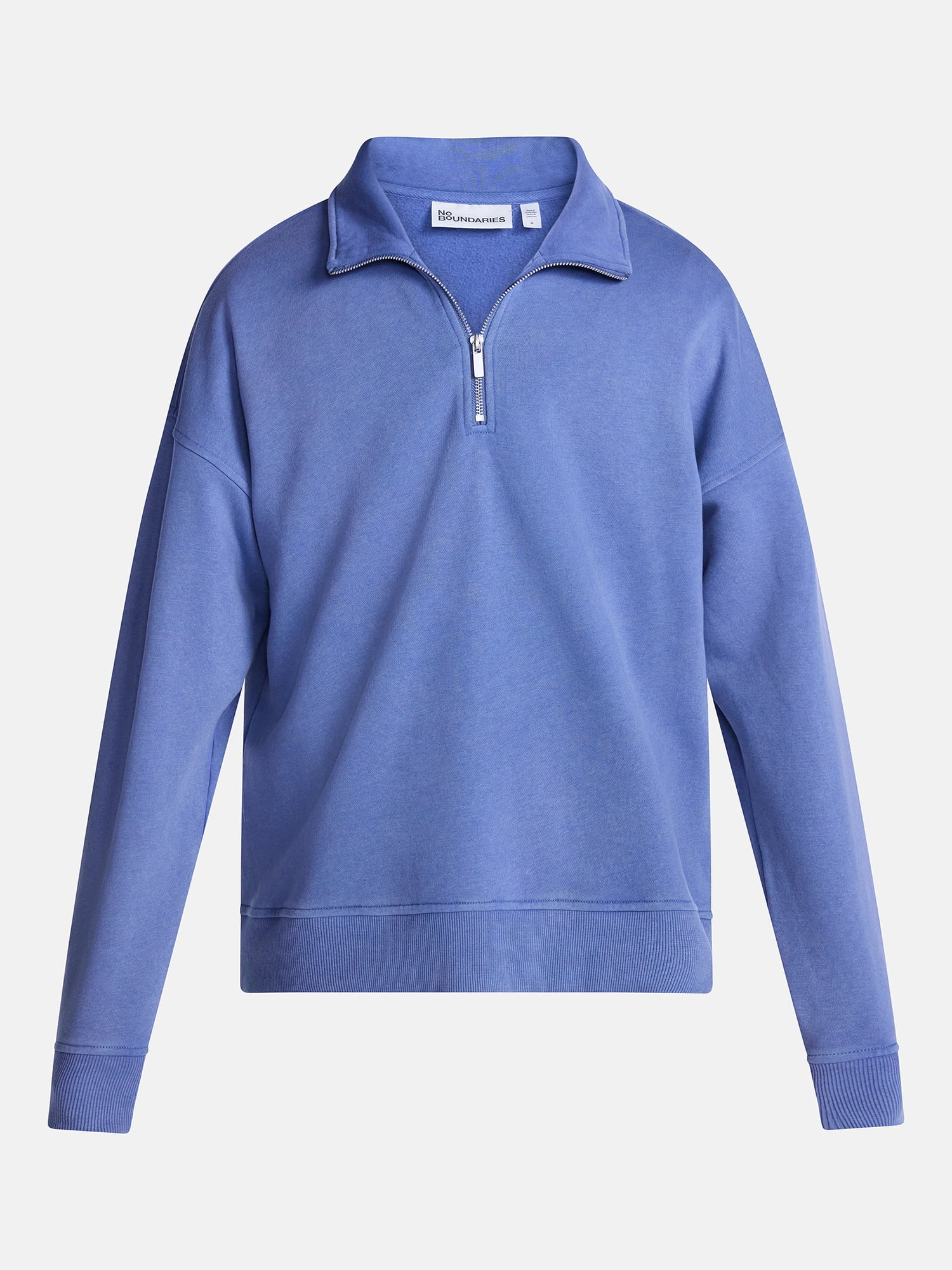 No Boundaries Boxy Fit Quarter Zip Fleece Sweatshirt with Long Sleeves, Men's XS-4XLT