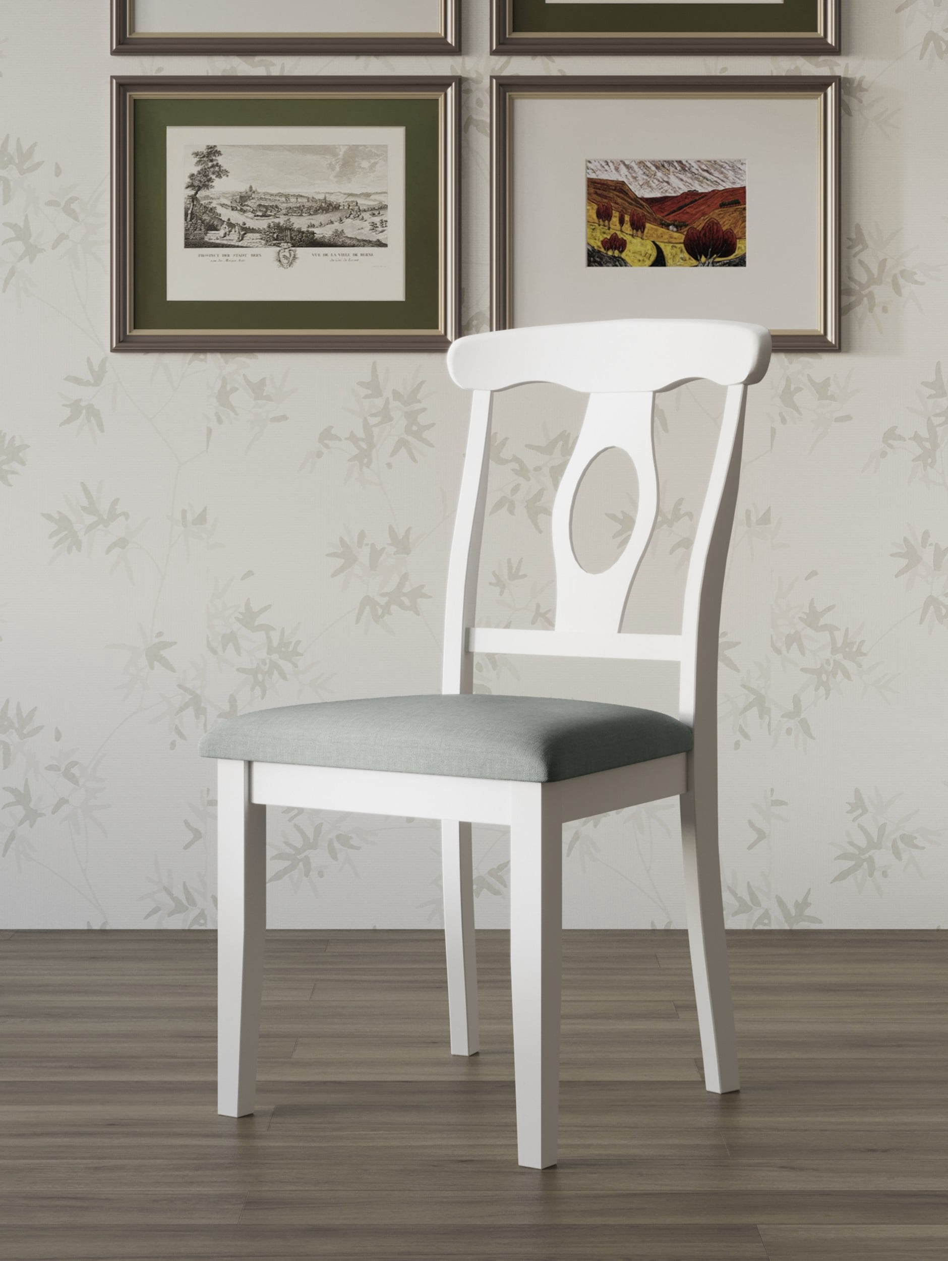 Home Design Olivia Dining Chair, Set of 4, Cushioned Seat, Mid-Century Modern Style, Gray/White
