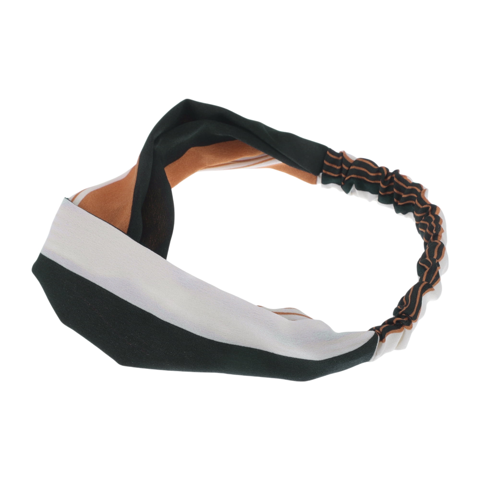 Unique Bargains Fashion Pinstripe Pattern Cross Elastic Hairband 1 Pc Dark Green Khaki
