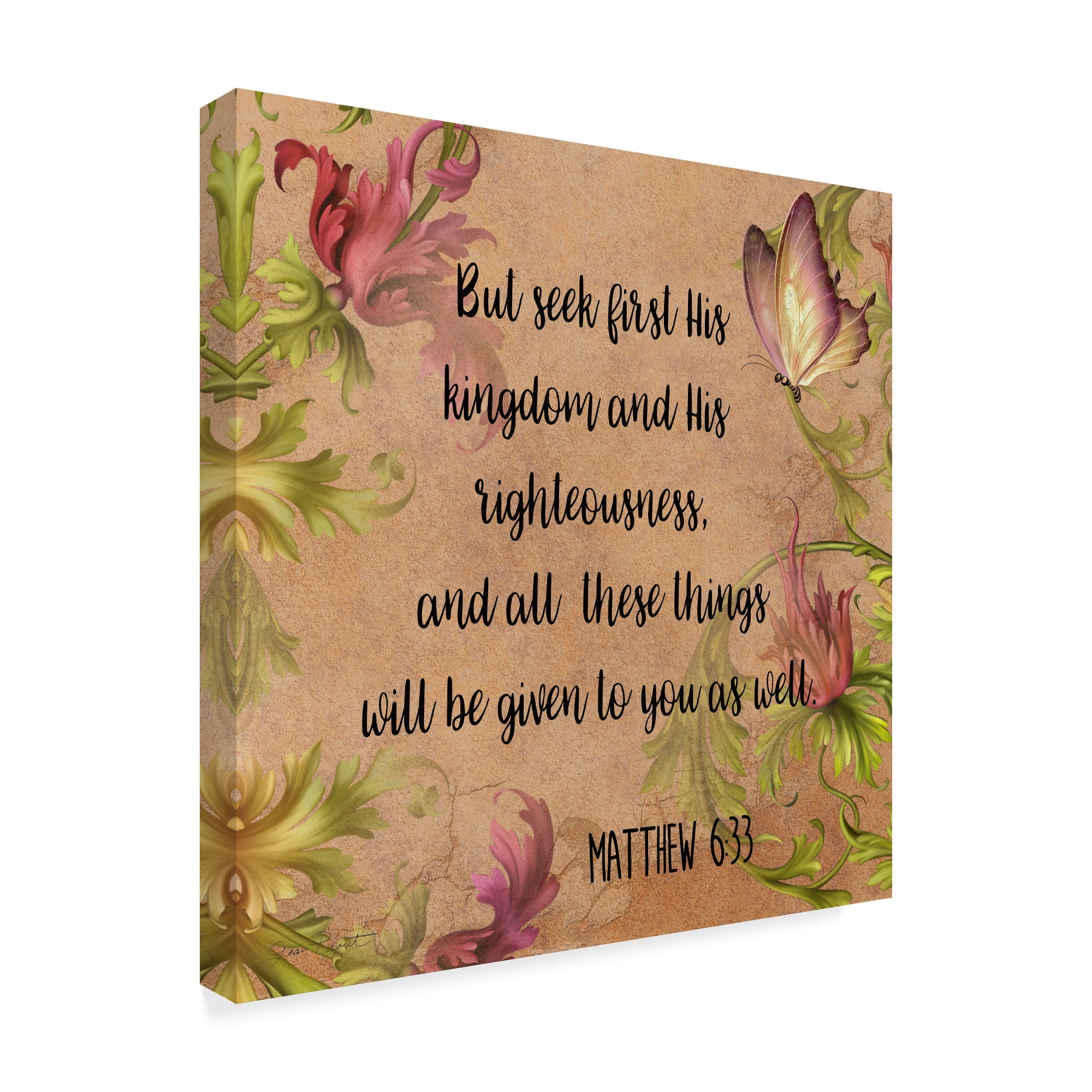 Trademark Fine Art 'Floral Bible Verse 1' Canvas Art by Jean Plout