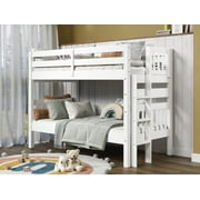 Bedz King Bunk Beds Twin over Twin Mission Style with End Ladder, White