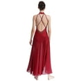 thumbnail image 5 of Aiihoo Womens Lyrical Dance Costume Contemporary Modern Dancewear Shiny Rhinestones Split Dress Burgundy M, 5 of 7