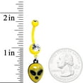 thumbnail image 2 of Body Candy Yellow Plated Steel Navel Ring Piercing Glow in the Dark Alien Dangle Belly Button Ring, 2 of 2