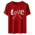 thumbnail image 5 of ICHUANYI Valentine's Prints Bow Shirt for Women Graphic Tees Short Sleeve Tee Top Round Neck Short Sleeved T-shirt Top, 5 of 6